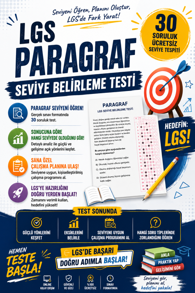 LGS Paragraf Seviye Belirleme Testi 1 LGS Paragraf Seviye Belirleme Testi