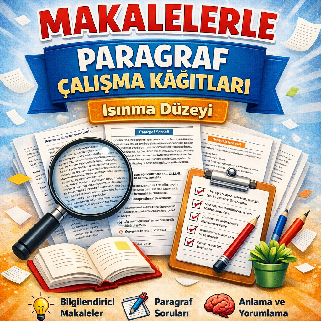 Makalelerle Isınma Düzeyi Paragraf Çalışma Kağıtları